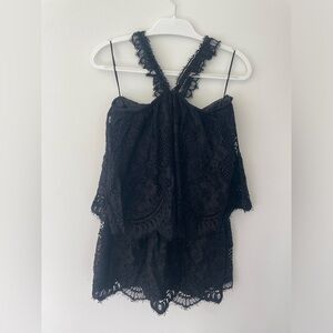 ALEXIS black mini lace dress